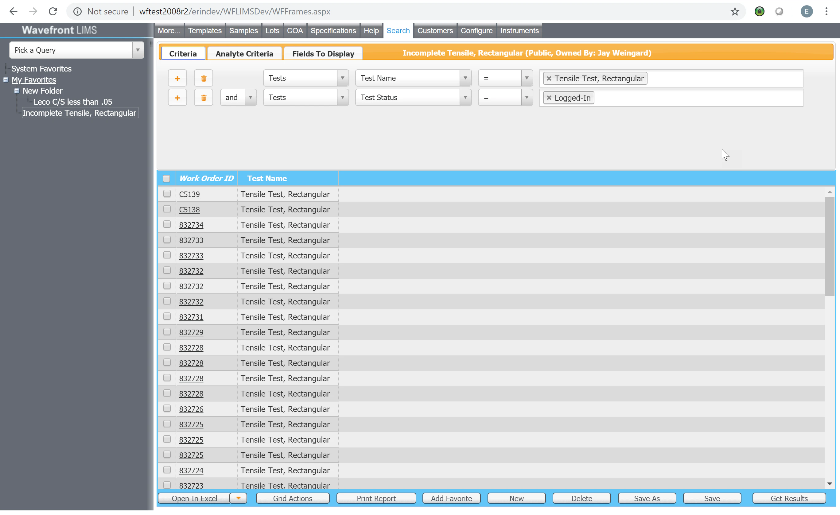 screenshot of Wavefront LIMS